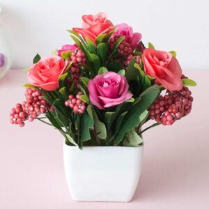 artificial mini rose flower in vase